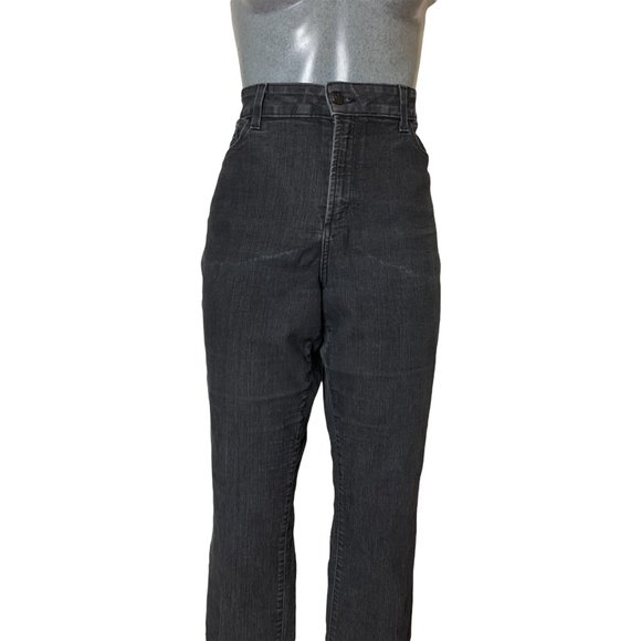 NYDJ Womens Jeans Tag 16 Black Straight Leg High-Rise W34L30 Stretch Embellished - Picture 3 of 11